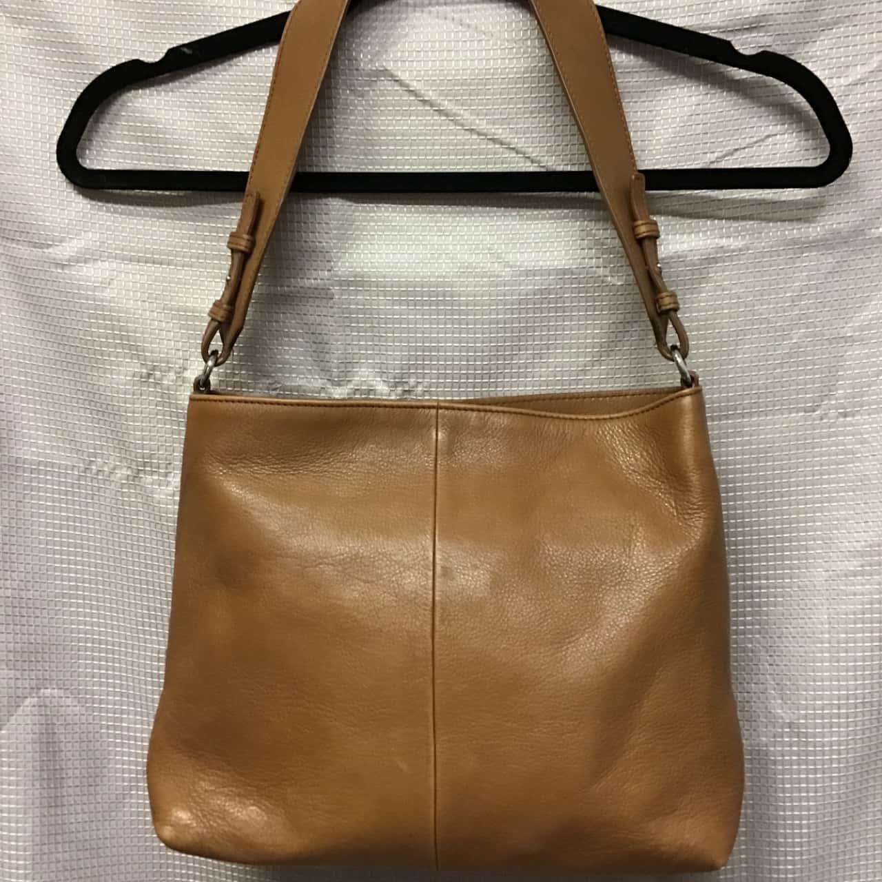 brown leather handbag
