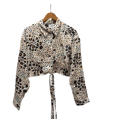 NWT Calli Womens Size 14 Cropped Shirt / Long Sleeve Shirt Animal print 
