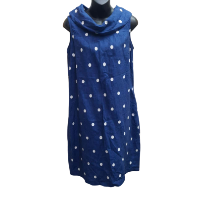 New With Tags SEE SAW Navy Blue / White Spot Cowl Neck Dress in Size 10 