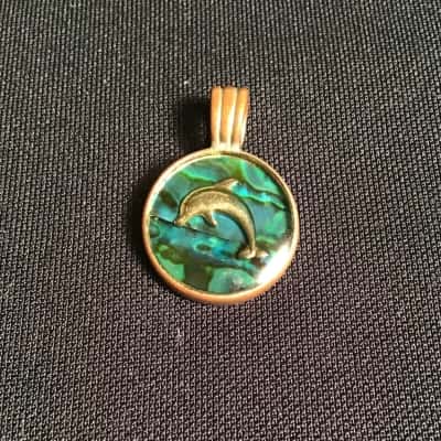 Paua Shell Dolphin Circle Pendant