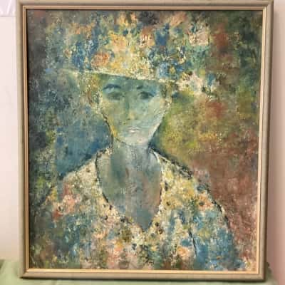 Vintage Original Oil Painting - Abstract Portrait