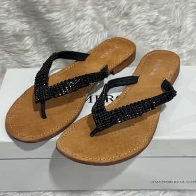  Jo Mercer Womens  Size 9.5 Black  / Brown slides