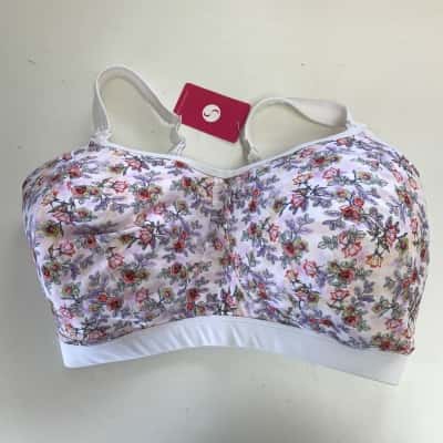 Cadenshae White Floral Luxe Bra Charm Bra  Size 16 