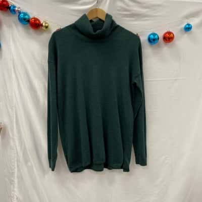 David Jones Womens  Size S Longline Cardigan / Turtleneck Jumper Green 