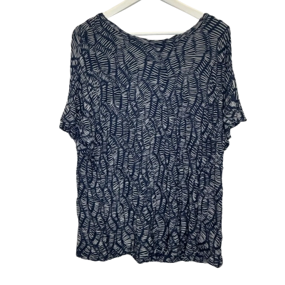Blue Illusion Womens  Size 3L Short Sleeve Shirt Navy Blue / White 