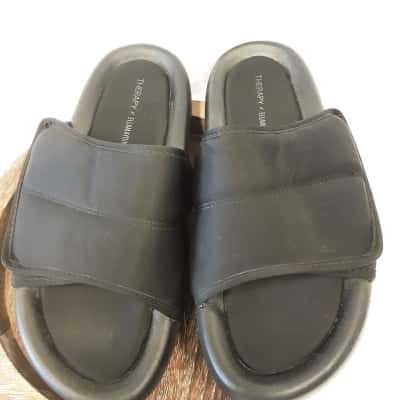 Ella May Ding black chunky platform soul and wide padded single upper strap with adjustable grip fastening