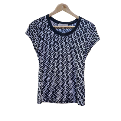 Banana Republic Womens  Size S Short Sleeve Top Black  / Pattern / White 