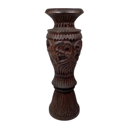 Vintage hand carved timber candlestick