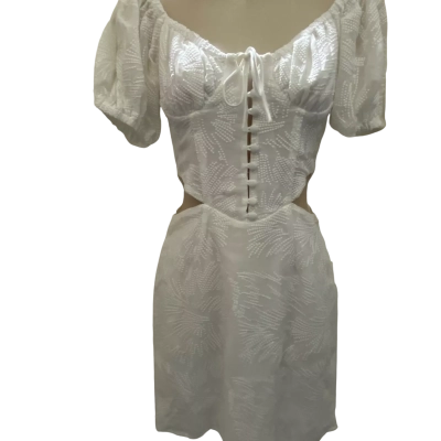 SABO AZZURRA CUTOUT DRESS - IN PATTERNED WHITE  Size 6 