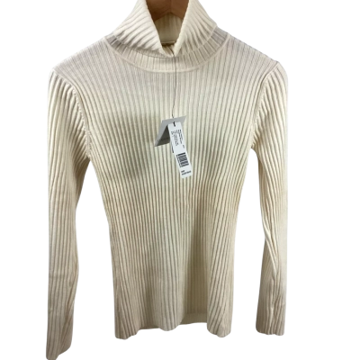 Country Road Rib Roll Neck Knit - Winter White Size L