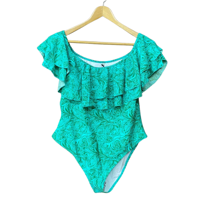 BNWT Infamous Swom Womens Size XXXL Green Pattern One Piece Bathers 