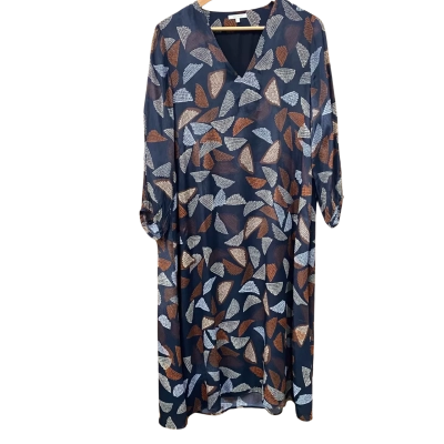 Anna Thomas Black/Brown Patterned Silk Blend Dress Size 14