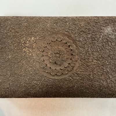 Vintage carved wooden box with divider