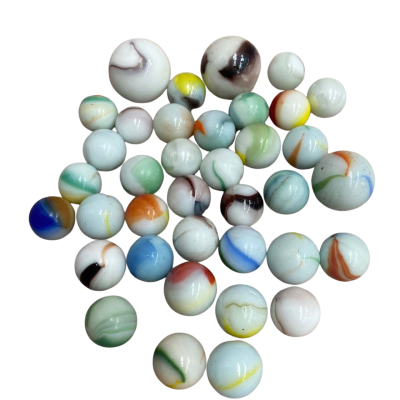 Vintage Milk Glass Marbles Assorted Colours