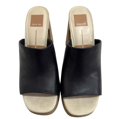  Womens  Size 8 Beige / Black  Block Heels 