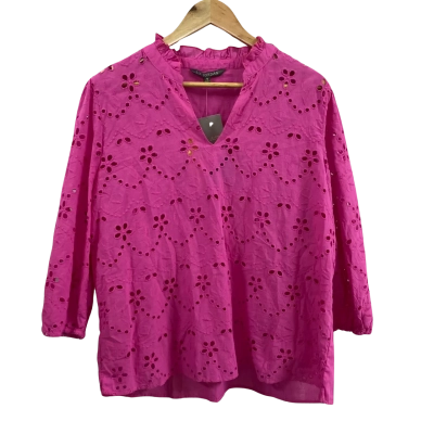 Liz Jordan Womens  Size 16 Broderie Top Raspberry Rose 