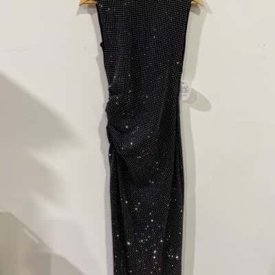 Sheike Galaxy Crystal Dress Womens  Size 6 Black  RRP$259.99