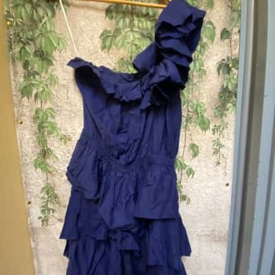 Country Road Women's Size 12 Blue One Shoulder Ruffle Dress 