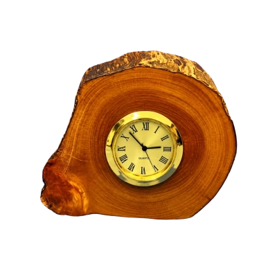 Rustic Natural Wood Slice Quartz Mantel Clock Camel Electronics