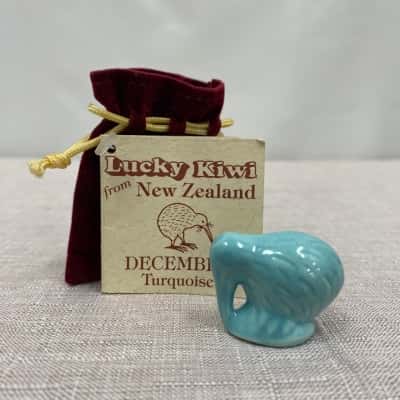 Lucky Kiwi From New Zealand December Turquoise Hand Crafted Ceramic 