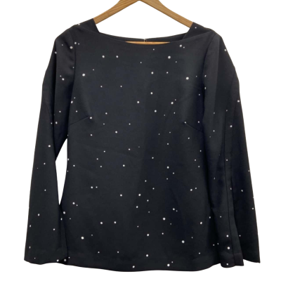 Veronica Maine Womens  Size 6 Long Sleeve Top Black/White Polka Dot