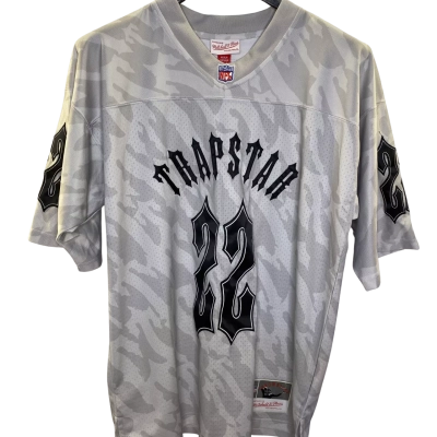 NFL Mitchell & Ness Trapstar 22 Mens  Size L Short Sleeve Shirt Grey / Pattern 