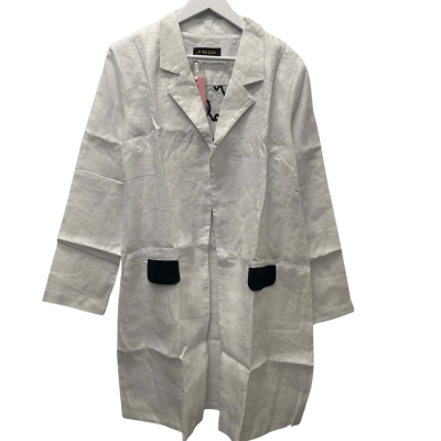  WND-LND 100% Linen Coat  Size L Black  / White 
