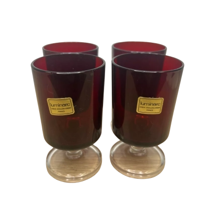 Vintage Ruby Luminarc Aperitif Glasses Set of 4
