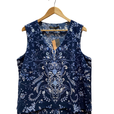 Liz Jordan Womens Size 18 Blue Pattern Top