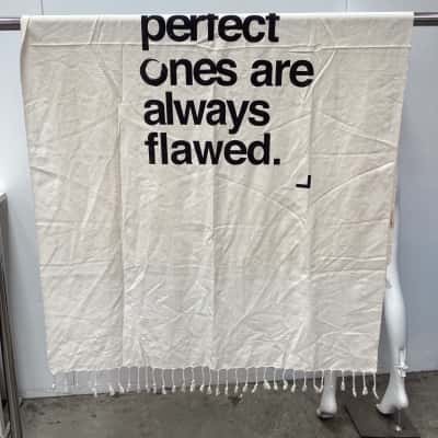 Atolyia cotton Turkish throw/towel crème with black writing 