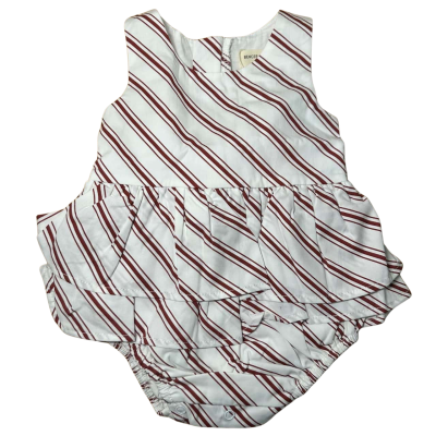  Bencer & Hazlenut Romper White with Red Stripes Size 00
