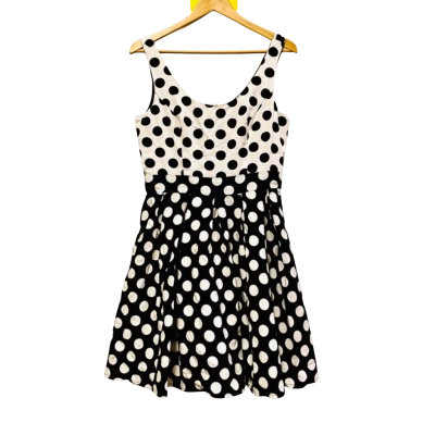 BNWT Review, Size 12, Black / White, Polka Dot, Mini-Dress