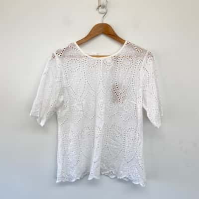 Ella & Sunday White Birdie Short Sleeve Top  Size 14 