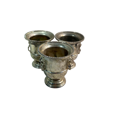 Vintage Silver Plated Miniature Ice Bucket Tooth pick  Holder ( 3pcs)
