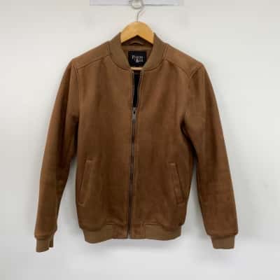 Porter + Ash Tan Faux Suede Bomber Jacket Size S 