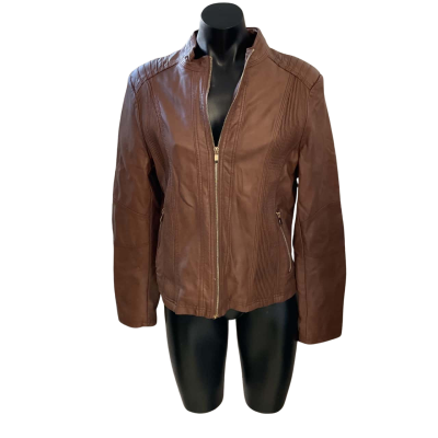 Caroline Morgan Womens  Size 14 Leather Jacket Brown 