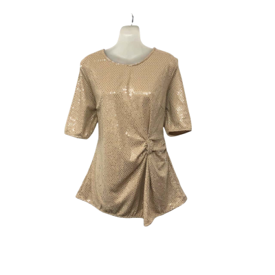 Liz Jordan Womens  Size 14 Short Sleeve Top Beige / Gold - NEW