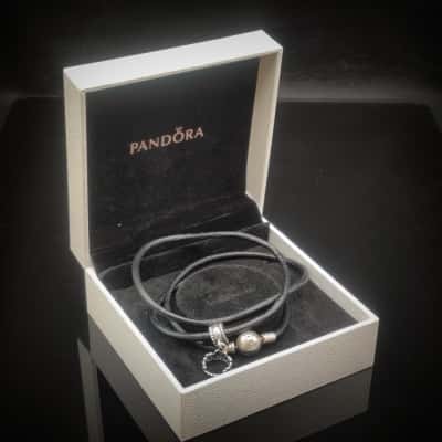 Beautiful Pandora 56cm Long Triple Bracelet With Tiara Crown Charm I Original Box