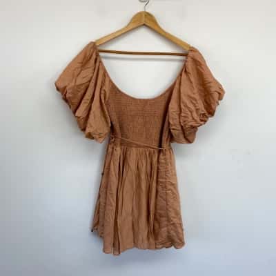 Aiyana Peach Colored Short Puff Sleeve Mini Dress  Size XL 