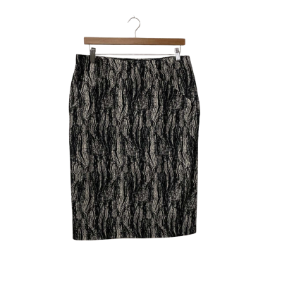 Veronica Maine Womens  Size 14 Midi Skirt Black  / Cream / Pattern 