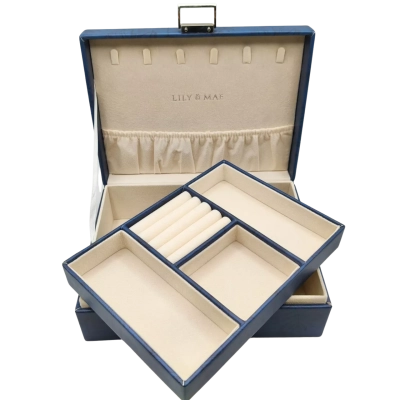 Lily & Mae 2 Tier Jewellery Box In Excellent Condition  23cm x 17cm x 8cm - See Pics For Layout  (brica shelf)