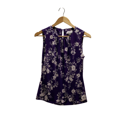 Calvin Klein Womens Size XS Purple Floral Top