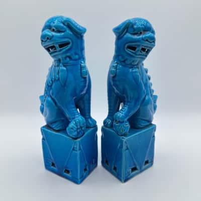 Vintage Blue Chinese Foo Dogs