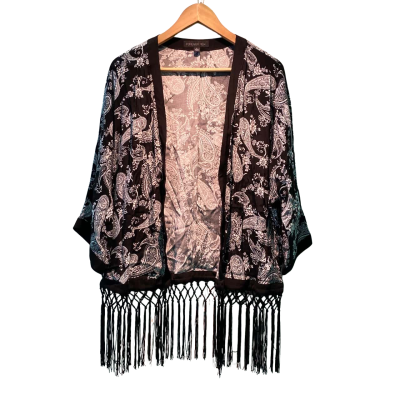 Forever New Womens  Size L Cardigan Black  / Floral / White 