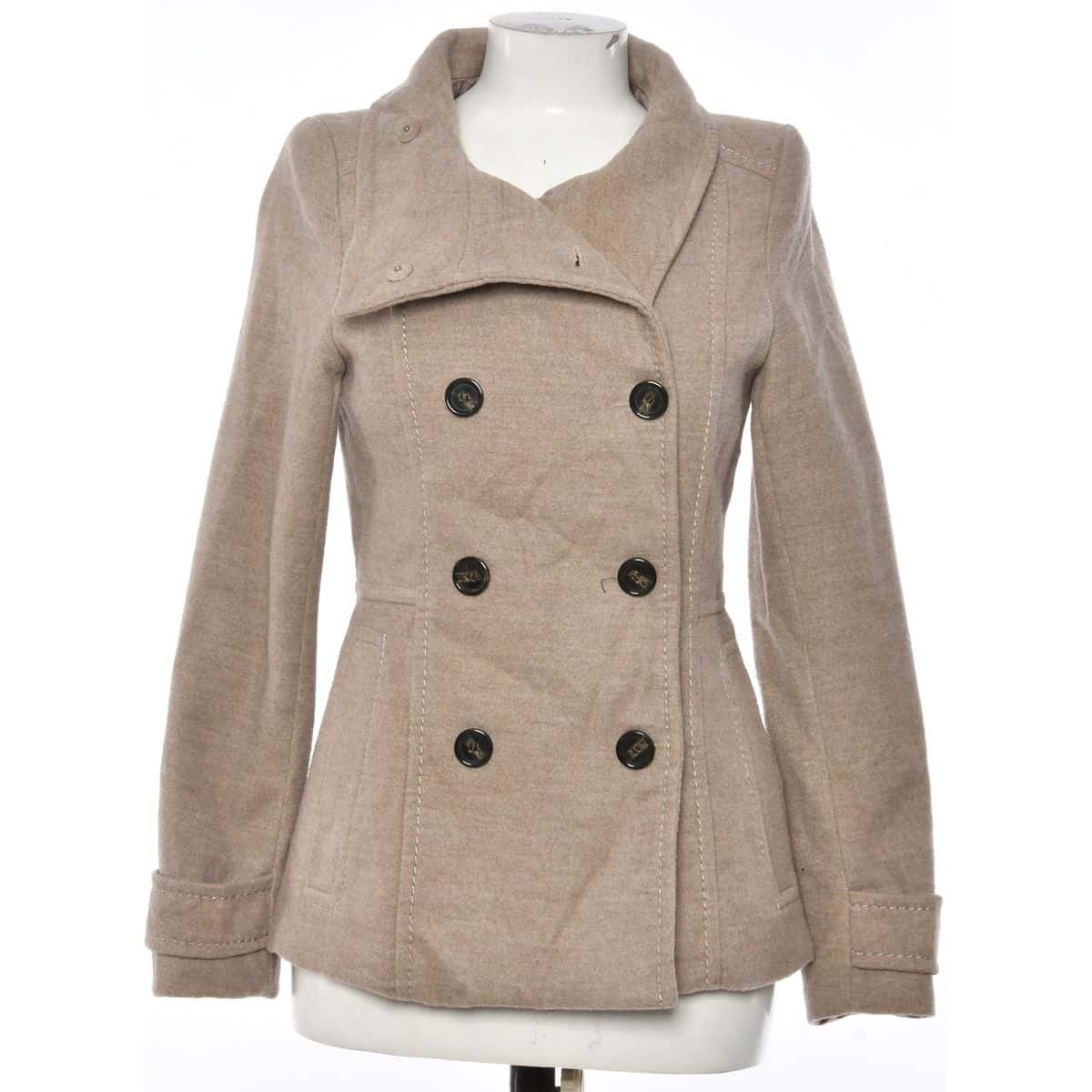 H&M Womens Size 36 Double Breasted Winter Coat Brown