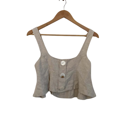Shona Joy Womens  Size M / S Button Up Top / Cami  Beige 