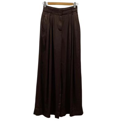 Country Road Women's Satin Style Pleated Pants Size 4 Brown 