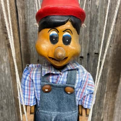 Vintage Marionette Handmade Wooden Pinocchio Puppet