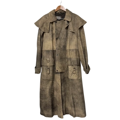 Vintage Settlers & Co Full Length Duster Size 46 /115cm Pigmented Leather Jacket Brown 