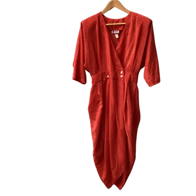 Vintage 80’s Syndicate  Size 14 Casual Dress Polka Dot / Red / White A